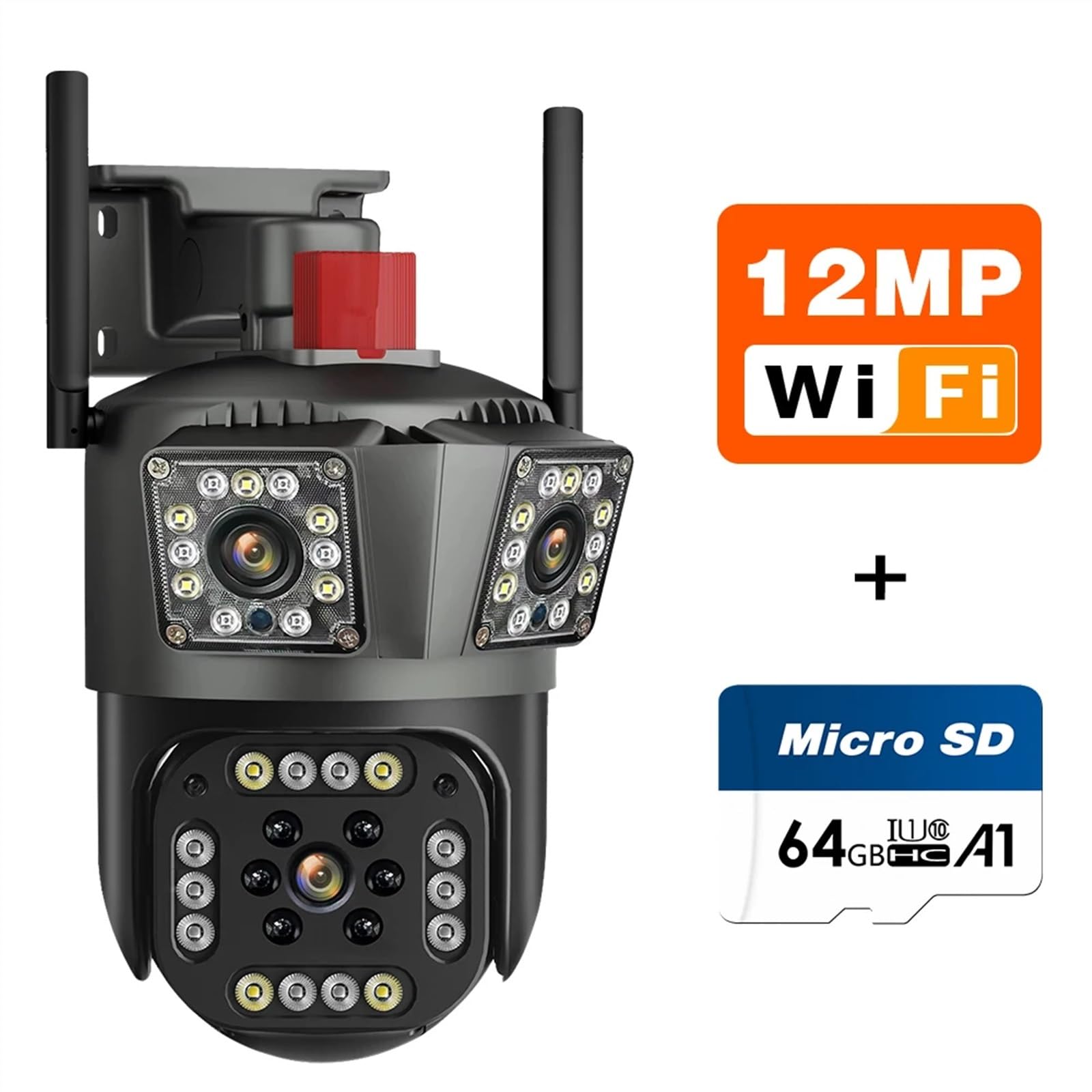 Kamery Monitoringu, 6K 12MP kamera PTZ IP trzy ekrany 8-krotny zoom ochrona bezpieczeństwa wykrywanie ruchu na zewnątrz CCTV IP Survalence(6K 12MP add 64G)
