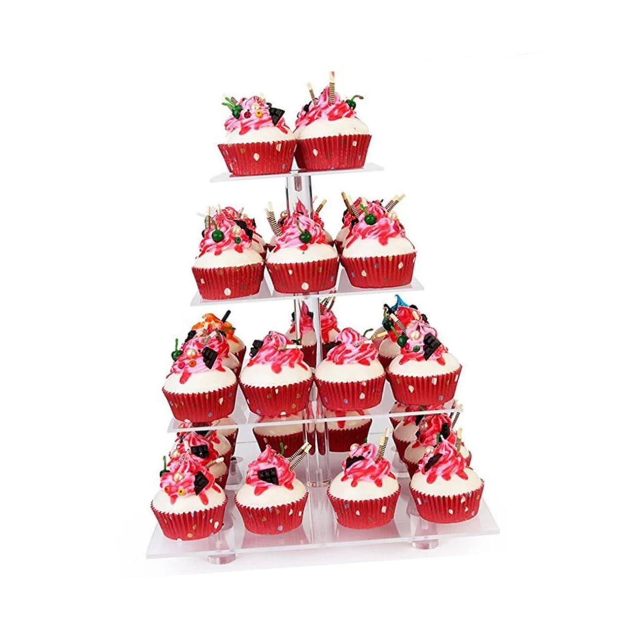 MAGICLULU Espositore per Torte in Acrilico Strati Mensola Porta Cupcake Impilabile e Staccabile per Esposizione Decorativa di Torte Compleanni e Feste