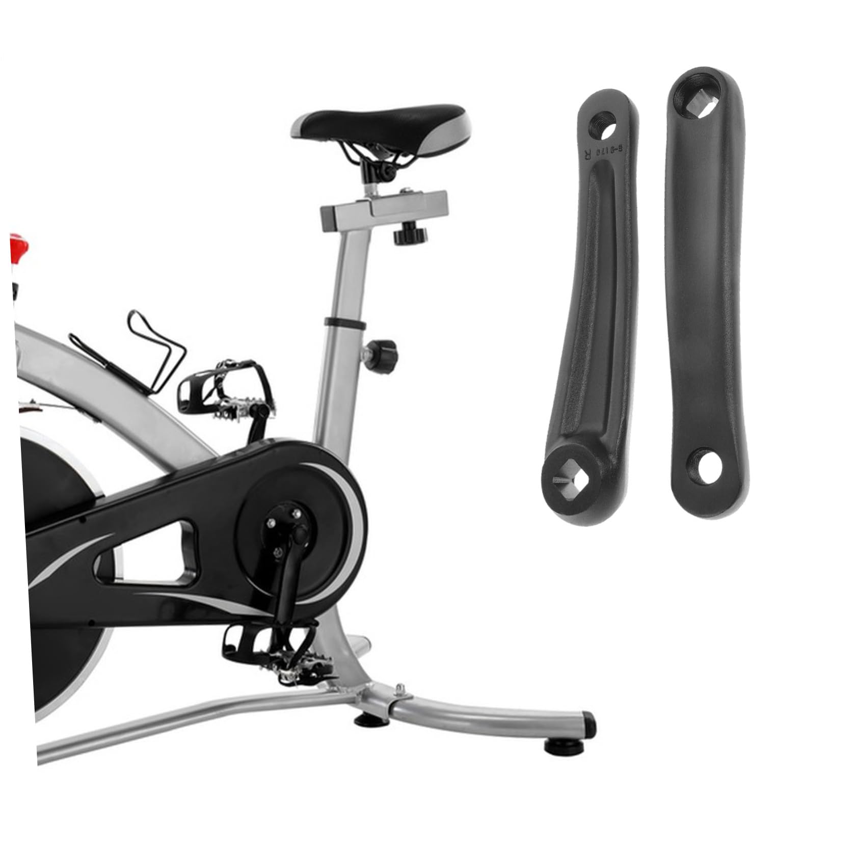 BESPORTBLE Pedivella per Motore Centrale Bici 170mm, Coppia Nera | Foro Quadrato Orizzontale, Metallo, 2 Pezzi, per Bici da Strada e Mountain Bike