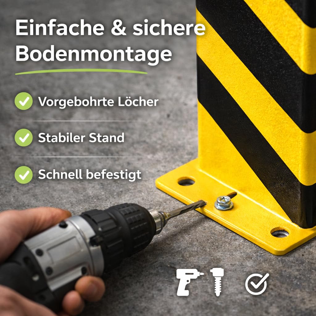 Protezione angolare in acciaio – Protezione antitramma angolare & Rammecke – Protezione antincastro per scaffale, scaffale alto, vialetto, cortile e garage (altezza 40 cm)