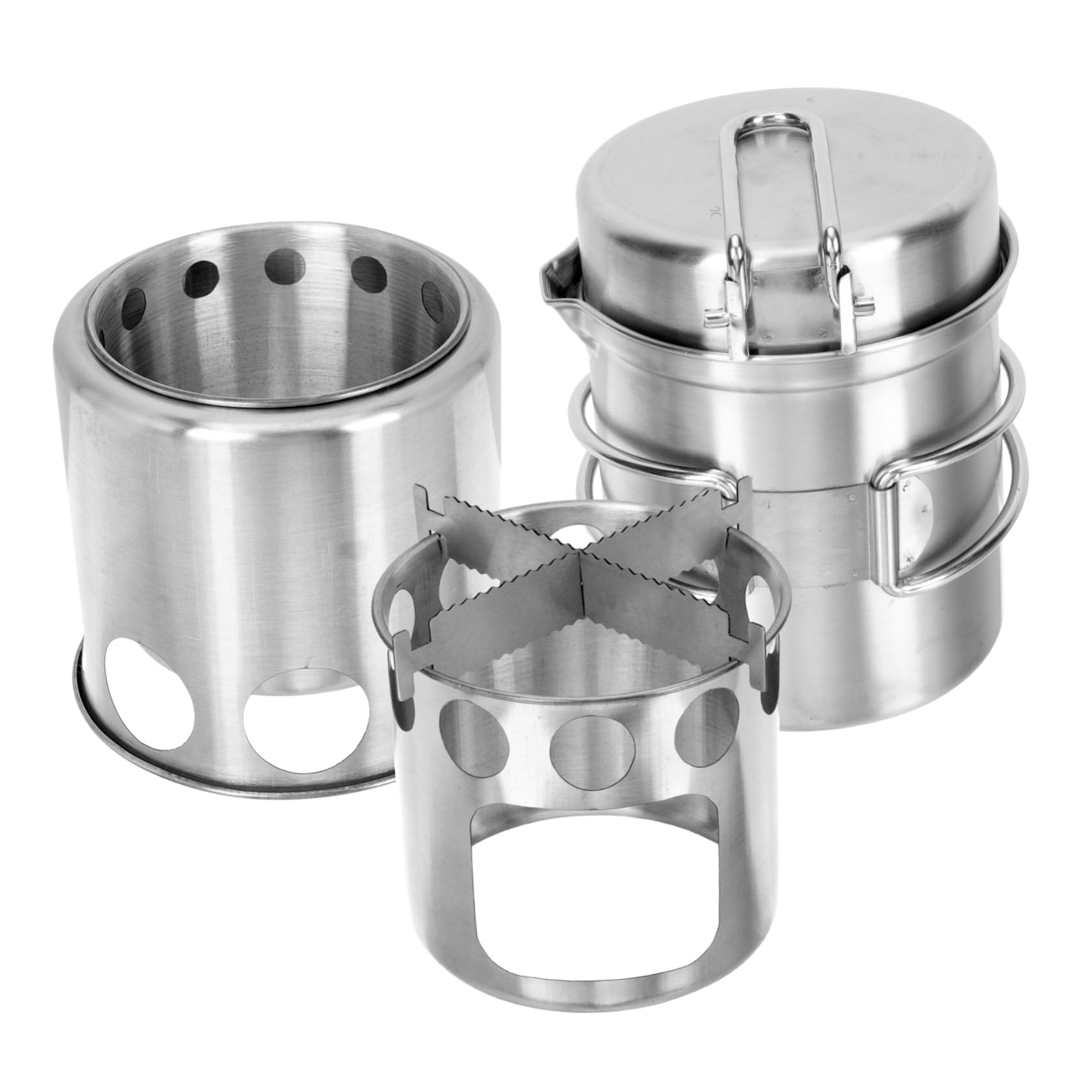 Sosoport 1set Cucina Portatile Inossidabile Per Campeggio Kit Completo Con Fornellino e Pentola Per Picnic e Escursioni All Aperto Facile Da Riporre e Utilizzare