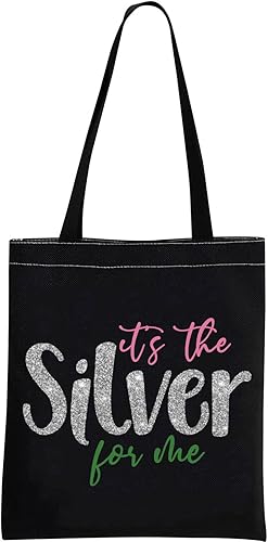 GJTIM Regalo inspirado en la hermandad de mujeres Silver 25 Years of Sisterhood Gift Silver Star Paraphernala Bolsa de maquillaje, Bolso plateado