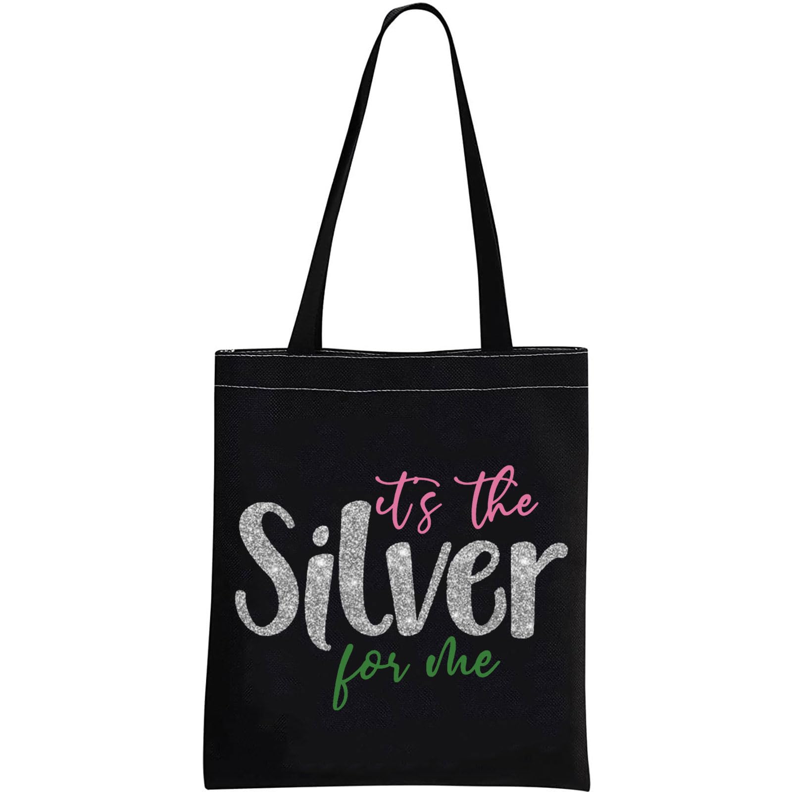 GJTIM Sorority Inspired Gift 25 Years of Sisterhood Gift It's The Silver For Me Star Paraphernala Makeup Bag (Silver For Me Tote)