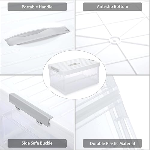 Miniatura 6 de BTSKY Paquete de 2 cajas de plástico con tapa apilable transparente plegable multiusos portátil de gran capacidad para el hogar oficina automóvil