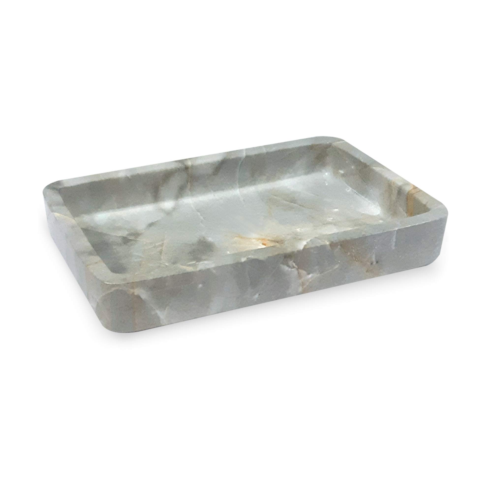 nu steel Stone-Hedge Collection Resin Dish Sink Bar Holder Soap Saver Hand Craft for Kitchen Bathroom Shower and Countertop, Marble Finish