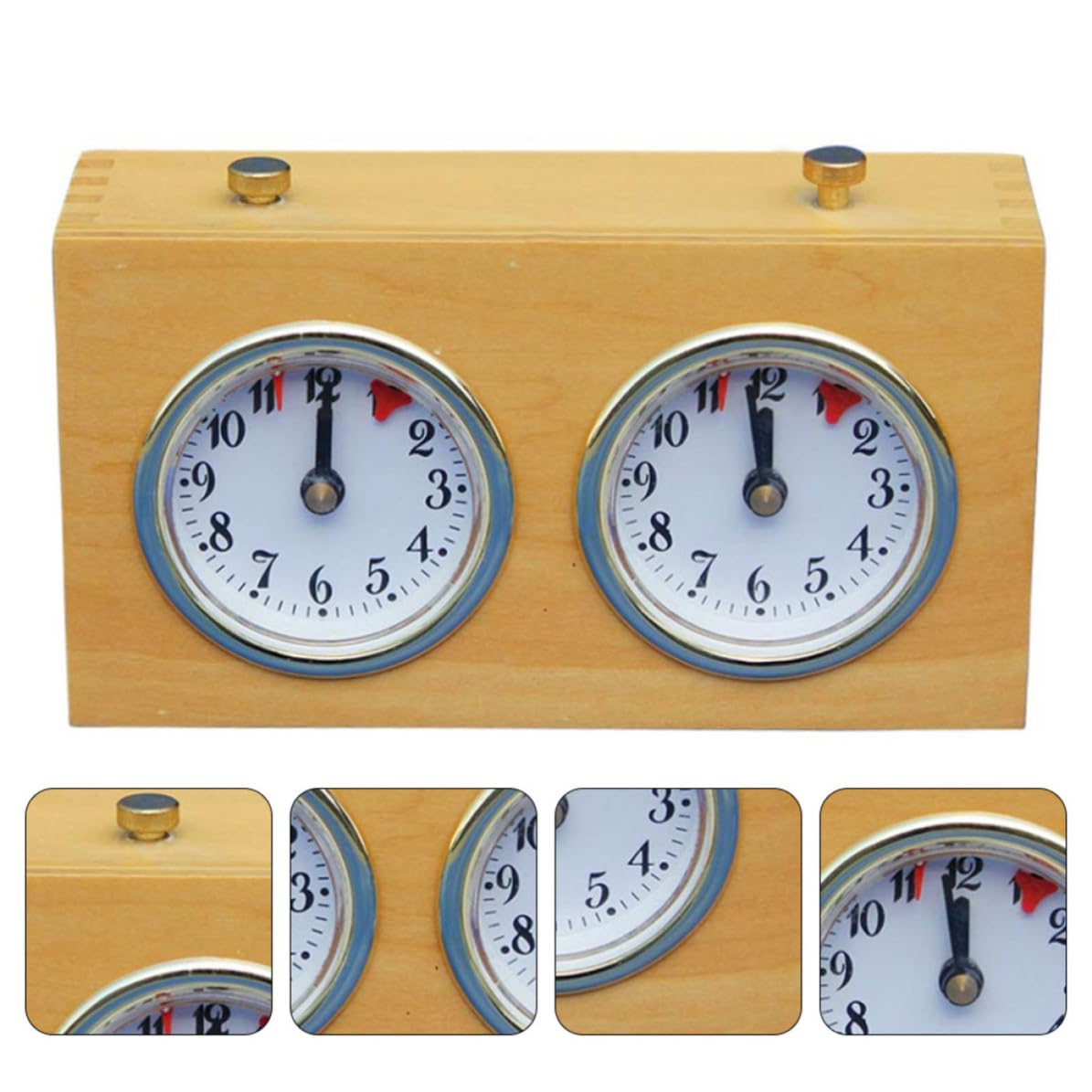 BESTYASH Reloj de Ajedrez Mecánico Portátil para Partidas de Weiqi y Ajedrez Chino, Estructura Mecánica sin Baterías, Material Madera y Aleación de Pinchbeck, Color Amarillo