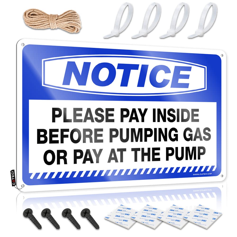 Vintage Metal Tin Sign Notice Please Pay Inside Before Pumping Gas Or Pay At The Pump Tin Sign Beer Tin Signs Vintage Sets Bar For Man Cave(30X40CM)
