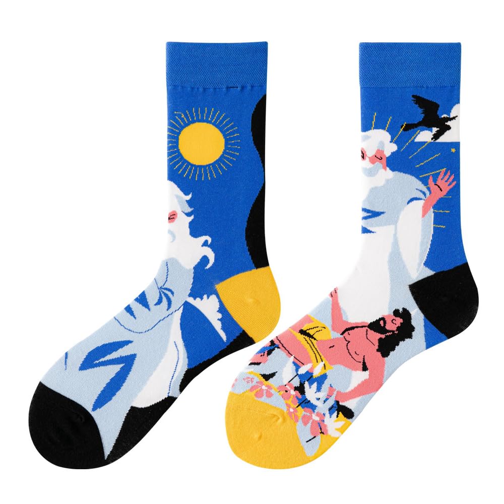 Calcetines Divertidos Unisex para Mujer y Hombre con Diseños Asimétricos en Par - Temas Animales, Comida, Fruta, Deporte y Arte en Algodón - Ideal para Regalos — view 156