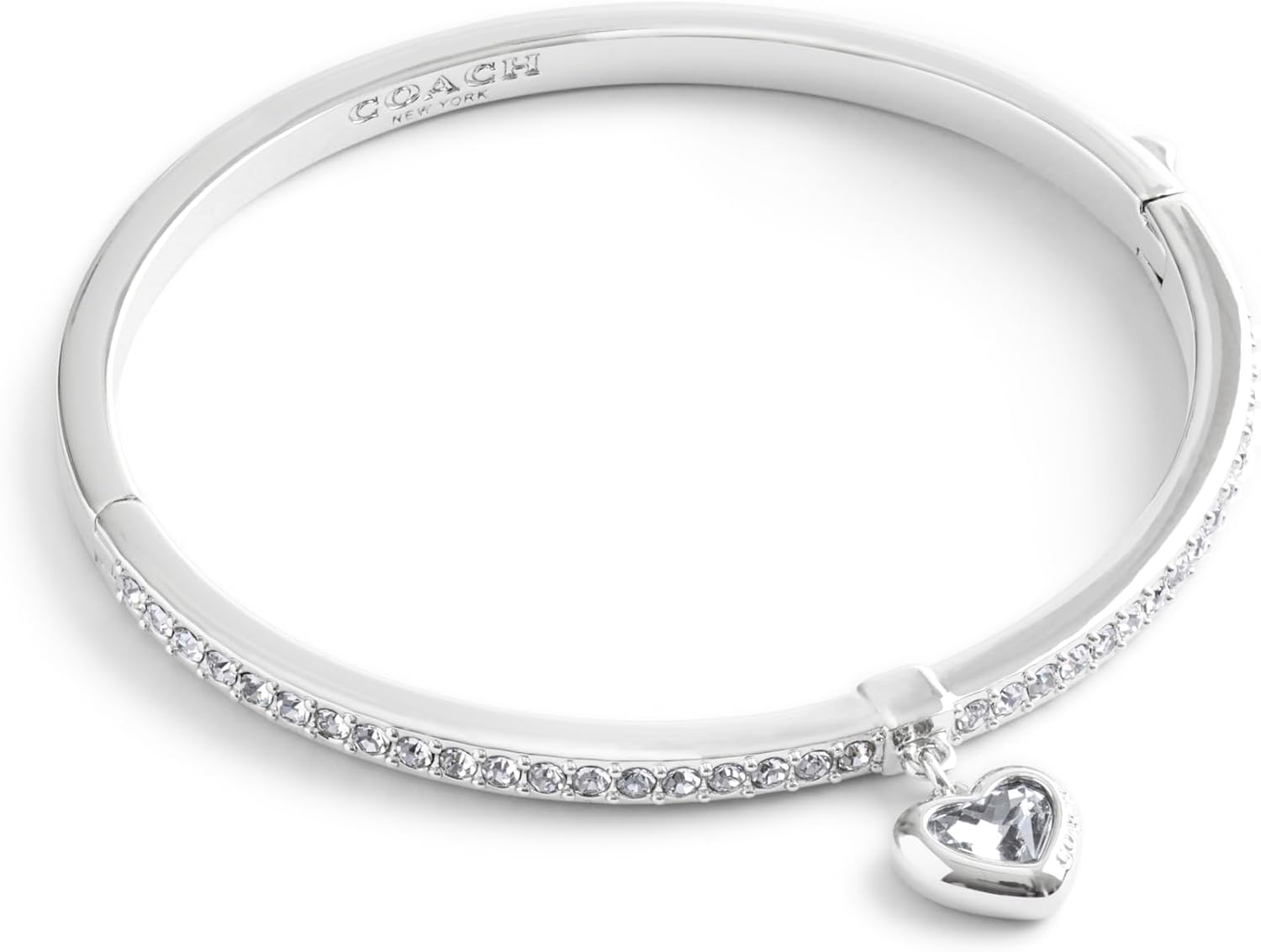 COACH Womens Stone Heart Charm Bangle Bracelet
