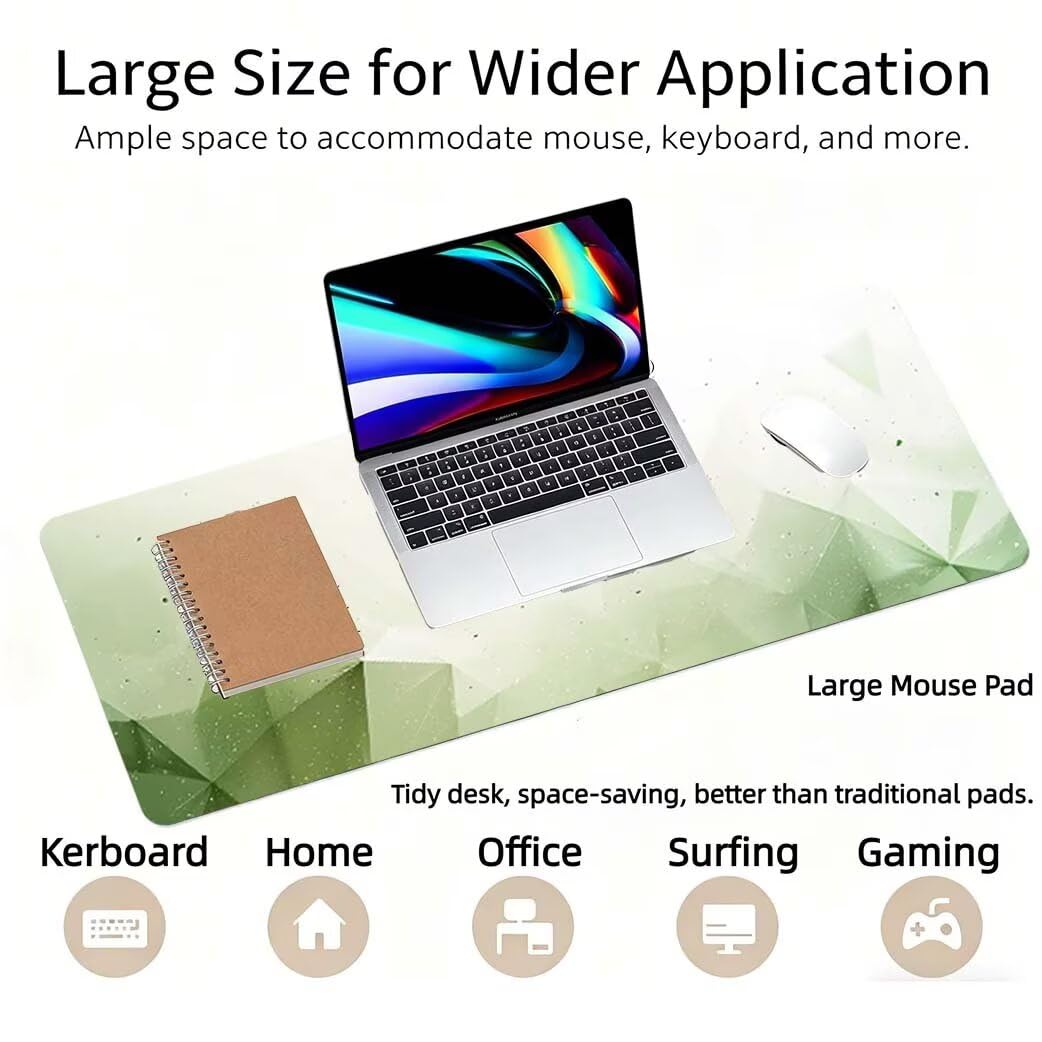 Lpfieonn Retro Schreibtischunterlage XXL, Grün Schreibtischunterlagen Großes, Gaming Mousepad XXL mit ernähter Rand und Rutschfeste Gummibasis, Desk Mat für PC/Laptop/Mausa 120x60cm PF-2320