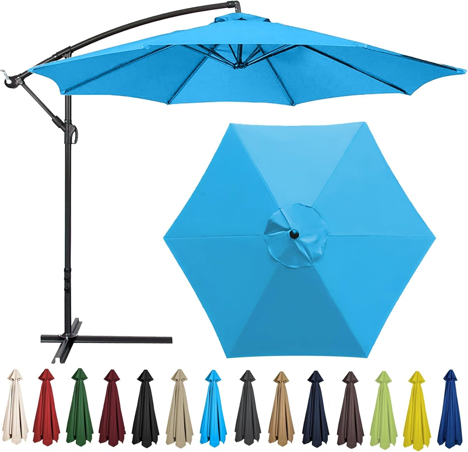 Patio Umbrella Replacement Canopy Square Cantilever Top Cover Outdoor,Premium Parasol Replacement Canopy Cover UV Protection Waterproof Easy to Install Fits Most Standard Umbrellas Perfect f