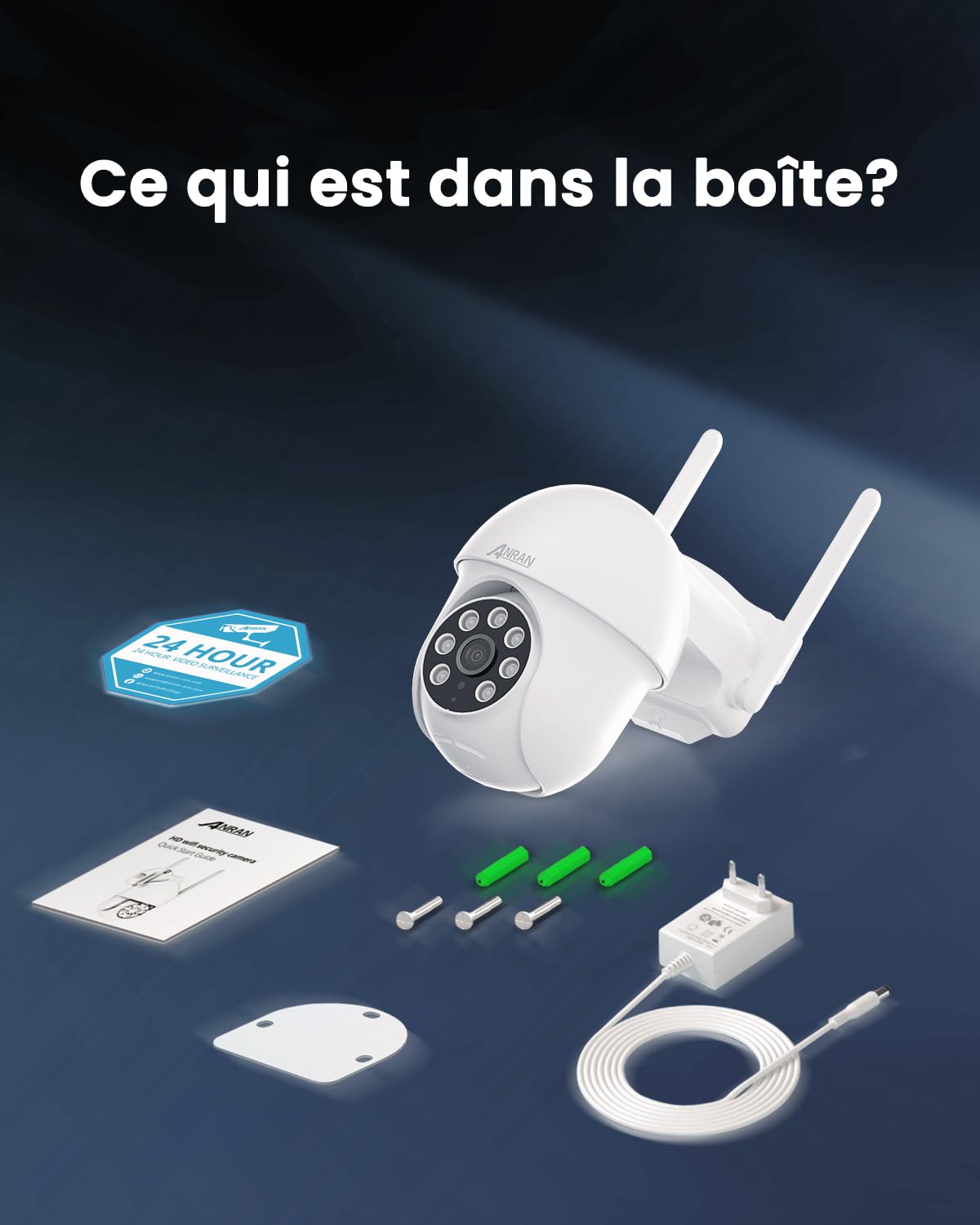 ANRAN 5MP Caméra Surveillance WiFi Extérieure avec Suivi Automatique | Vision Nocturne Couleur 30m, Audio Bidirectionnel, Alerte Instantanée, Détection de Mouvement