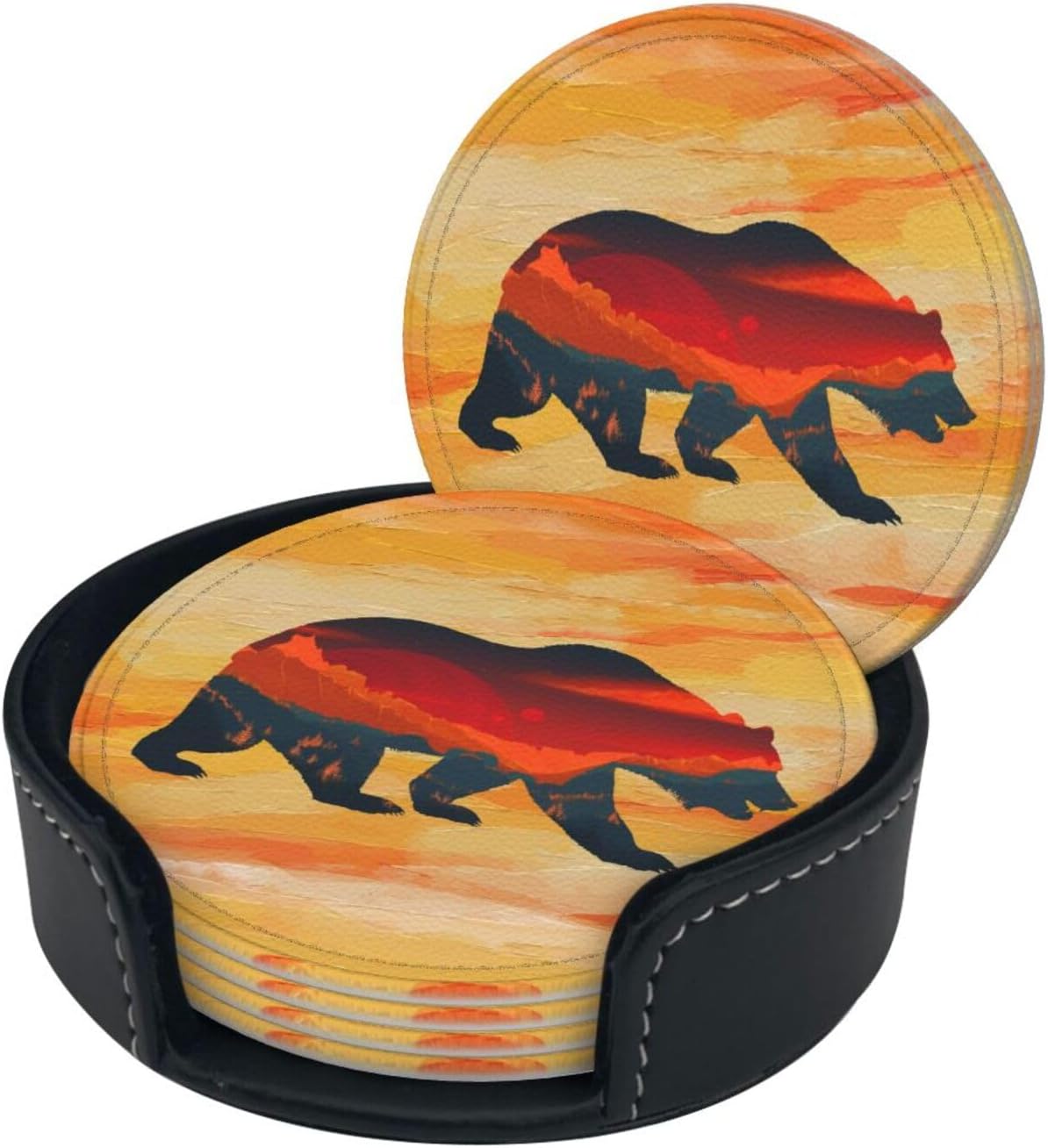Bear Mountain Coasters Set 6 for Drinks Coffee Table Gifts Home Decor 3.9 Inches - Image 2