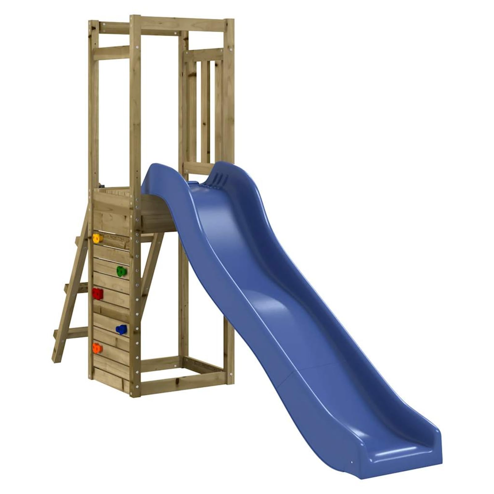 Gecheer Parque Infantil de Exterior con Tobogán, Torre de Escalada para niños al Aire Libre, Escalera y Accesorios de Juego para el jardín Madera Maciza Pino impregnada 9#