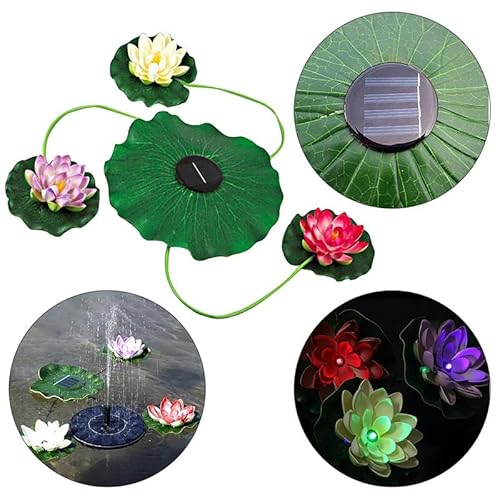 AntEuro Lotus Piscine Lumière, EONANT Solaire Lotus Lumière 3 LED Changement de Couleur Flottant Lotus Lumière Fleur Lampe Solaire Lotus Étang Lumière Étanche pour Piscine Étang Décoration