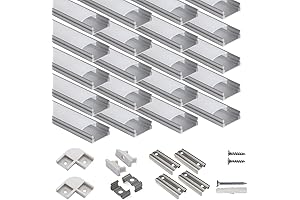 U Shape LED Aluminum Channel Diffuser System (20-Pack, 3.3ft/1 Meter)