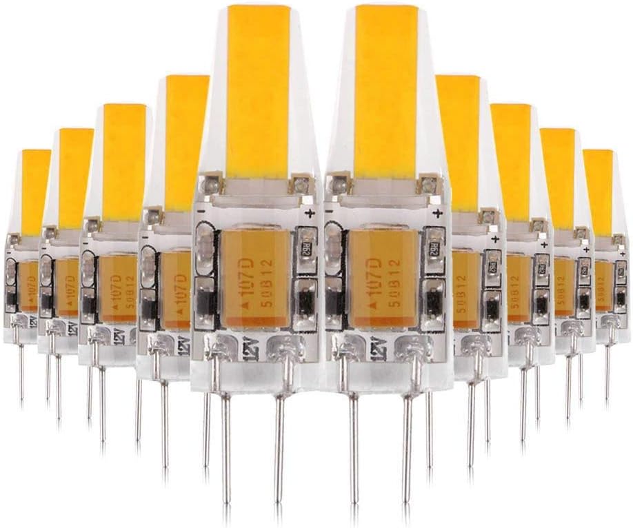 ONLT 10X G4 3W COB LED Light Bulbs, AC/DC12-24V 4000K 300LM LED Bi-pin Lamp,25W Halogen Lamps Replacement, Non-dimmable, 360 Degree Beam Angle, Crystal Spotlight Bulb, (Natural White)