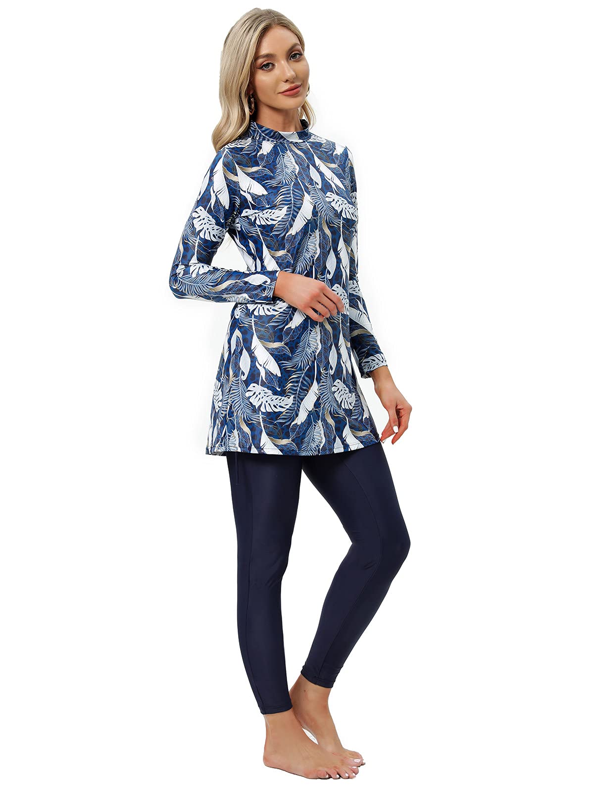 Modest Maillot de Bain Femme Semi Musulman Short Maillots de Bain Surf Maillot Burkini