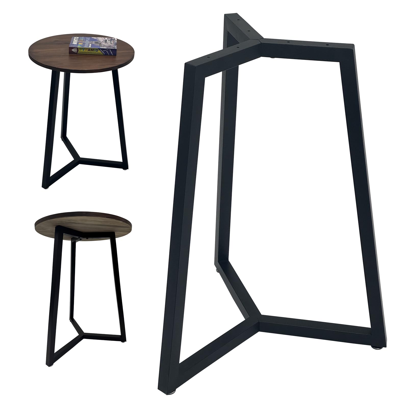 OLDRAINBOW Metal Round End Table Legs,28 Inch Black Coffee Table Base Only,Iron Dining Furniture Legs