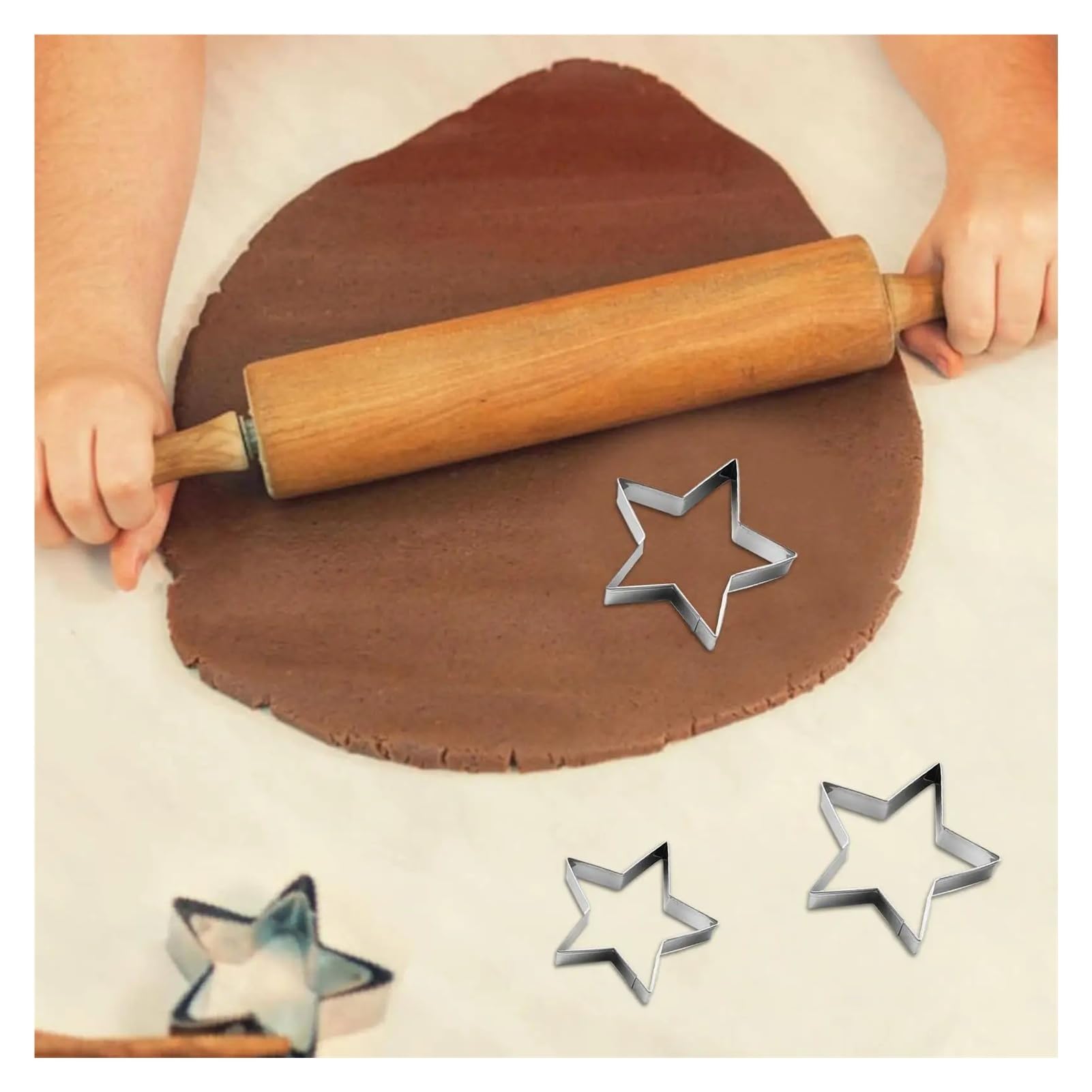 Juego de cortadores de galletas de estrella, moldes for Fondant de acero inoxidable, juego de corte fácil de limpiar, molde for hornear galletas, 5 uds.