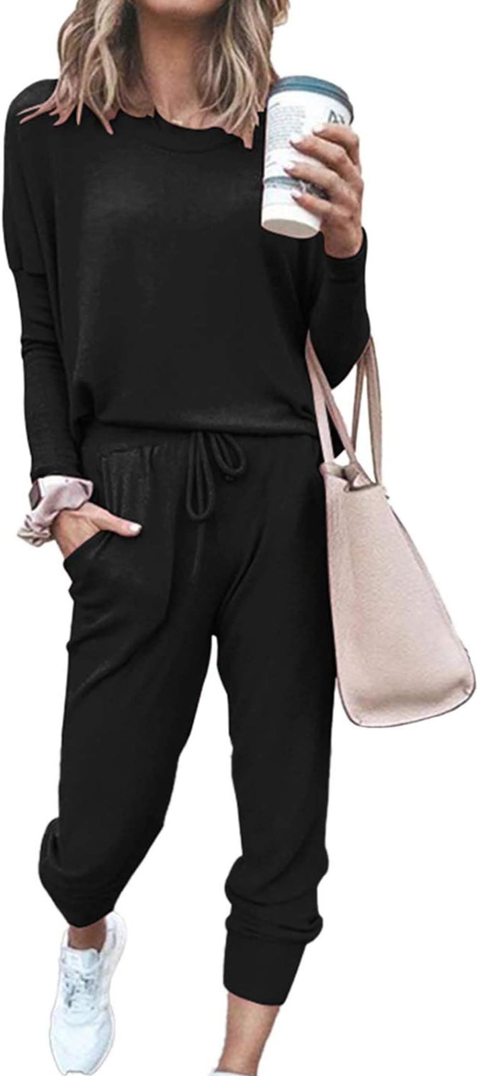 PRETTYGARDEN Women's Two Piece Outfit Long Sleeve Crewneck Pullover Tops And Long Pants Tracksuit