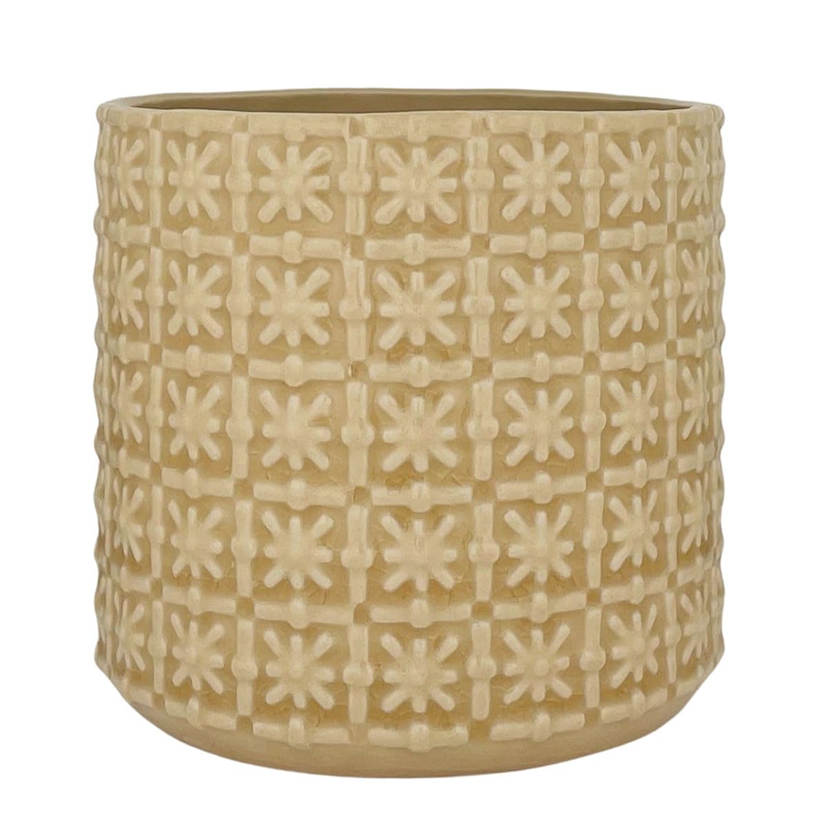 Nordring Ceramic Flower Pot Cross - colorful Planter, Pot for plants sukkulents Size M (12,5 cm ø) Dia 5'', Stoneware, ivory