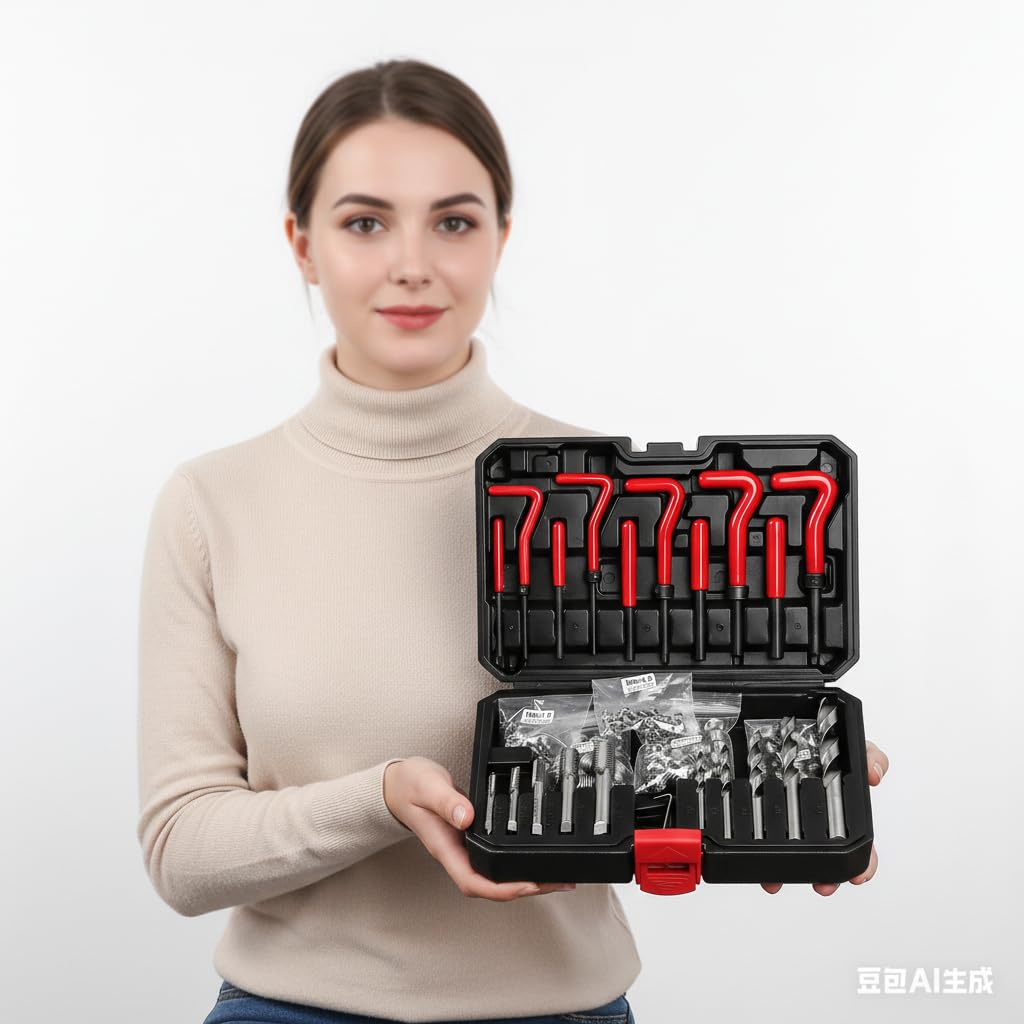 Helicoil Gewindereparatur Set 131-teilig HSS – Komplettset für M5, M6, M8, M10, M12 mit Spiralbohrern, T-Griffen & Metallbox | Für Auto, Motorblock, Getriebe & Maschinenreparatur