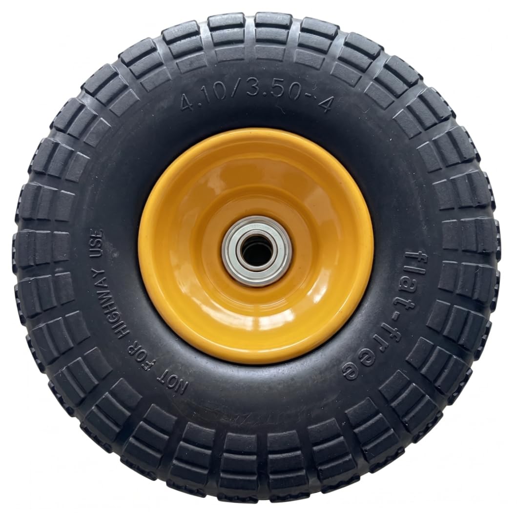 Tsawntd Black Hand Truck Tires, Flat-Free Polyurethane Foam Hand Cart Wheels, Heavy Duty Garden Cart Wheels, Fits Garden Carts - 4.10/3.50-4,