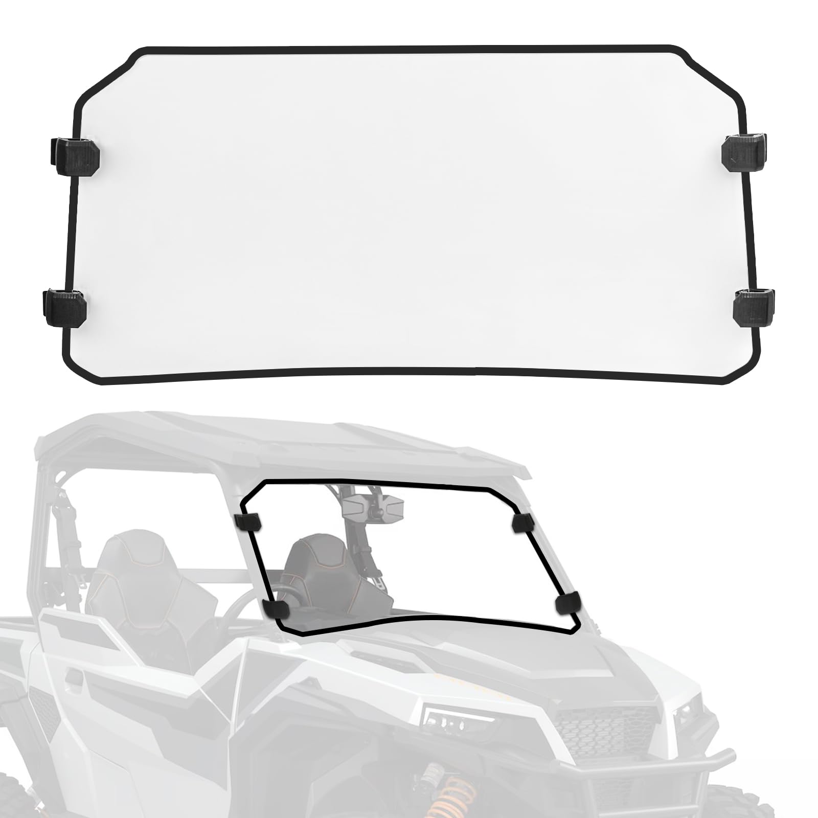 Windshield replacment for Polaris General 1000/ XP 1000/ XP 4 1000 /4 1000 | 2016-2025 Clear Hard Coated Polycarbonate panel Front Windshield