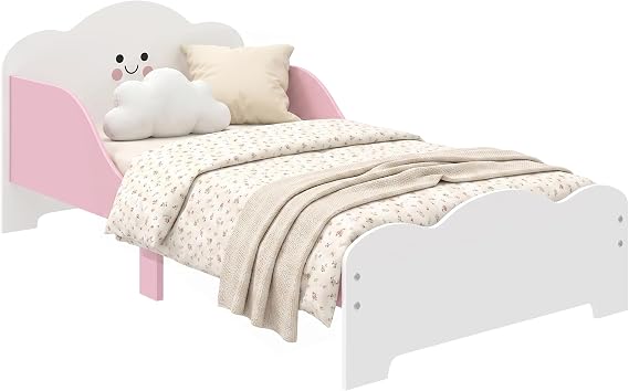 AIYAPLAY Lit Bas Princesse Rose Guimauve avec Garde-Corps Intégrés (70 x 140 cm)