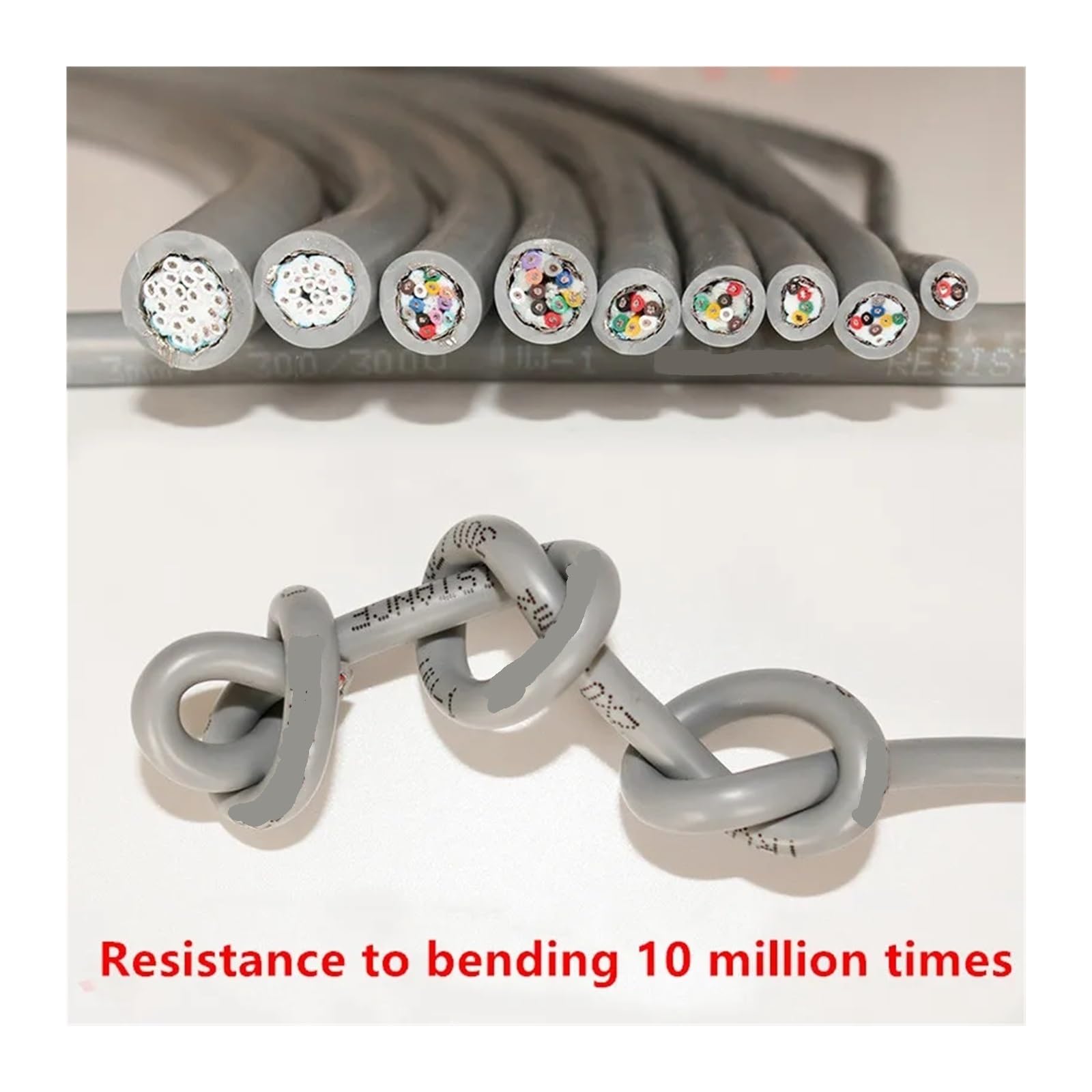 20/18/22AWG 2-20 żył Ekranowany kabel holowniczy o długości 5 m | Elastyczny drut PVC TRVVP Odporność na zginanie drutu miedzianego(10 cores,20 AWG)