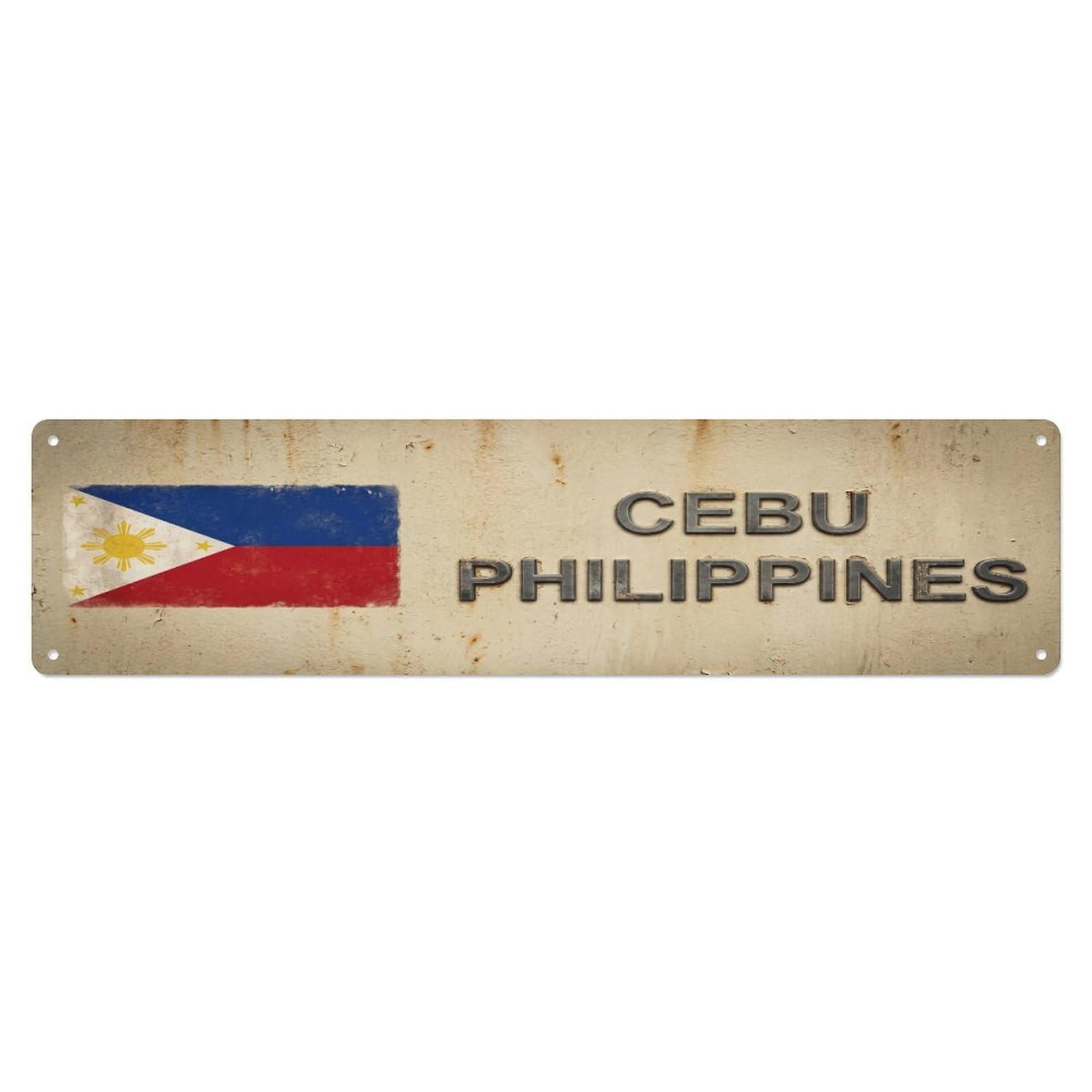 Tgrcjimh Style Metal Tin Sign Vintage Cebu Philippines Flag Decor Rustic Travel