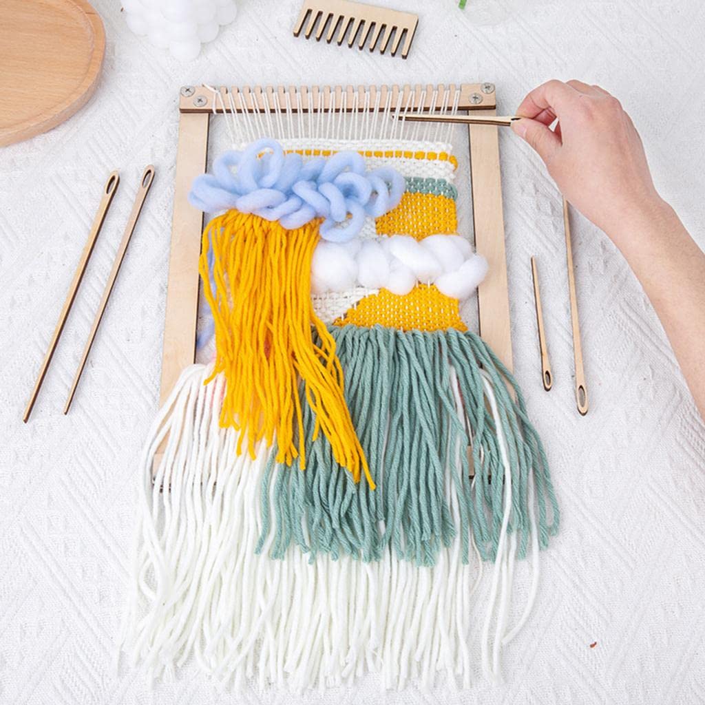 SNAPPSY Wood Weaving Looms Set Large Frame Included Wool Yarn DIY for Beginners-picture-19