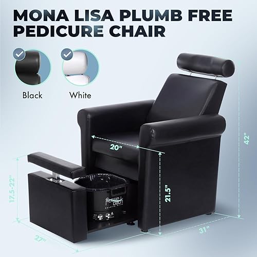 Miniatura 2 de Buy-Rite Salon & Spa Equipment Mona Lisa - Silla de pedicura sin plomería, ajustable, portátil, extraíble, negro, CHM-2320-5H-BLACK