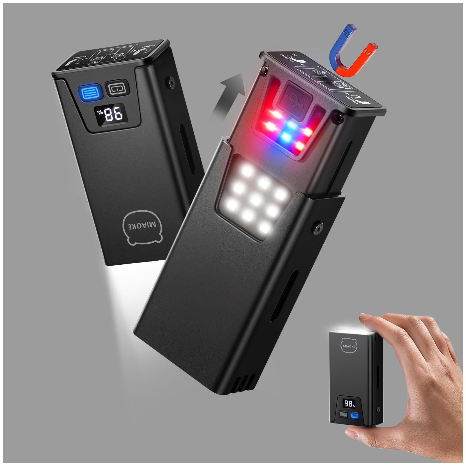 MIAOKE 8 Mode Small Flashlight with Magnetic, 1,000 Hight Lumen LED Rechargeable Flashlight,Keychain EDC Flashlight for Daily Travel Maintenance and Emergency Mini Flashlight as Gife for Man