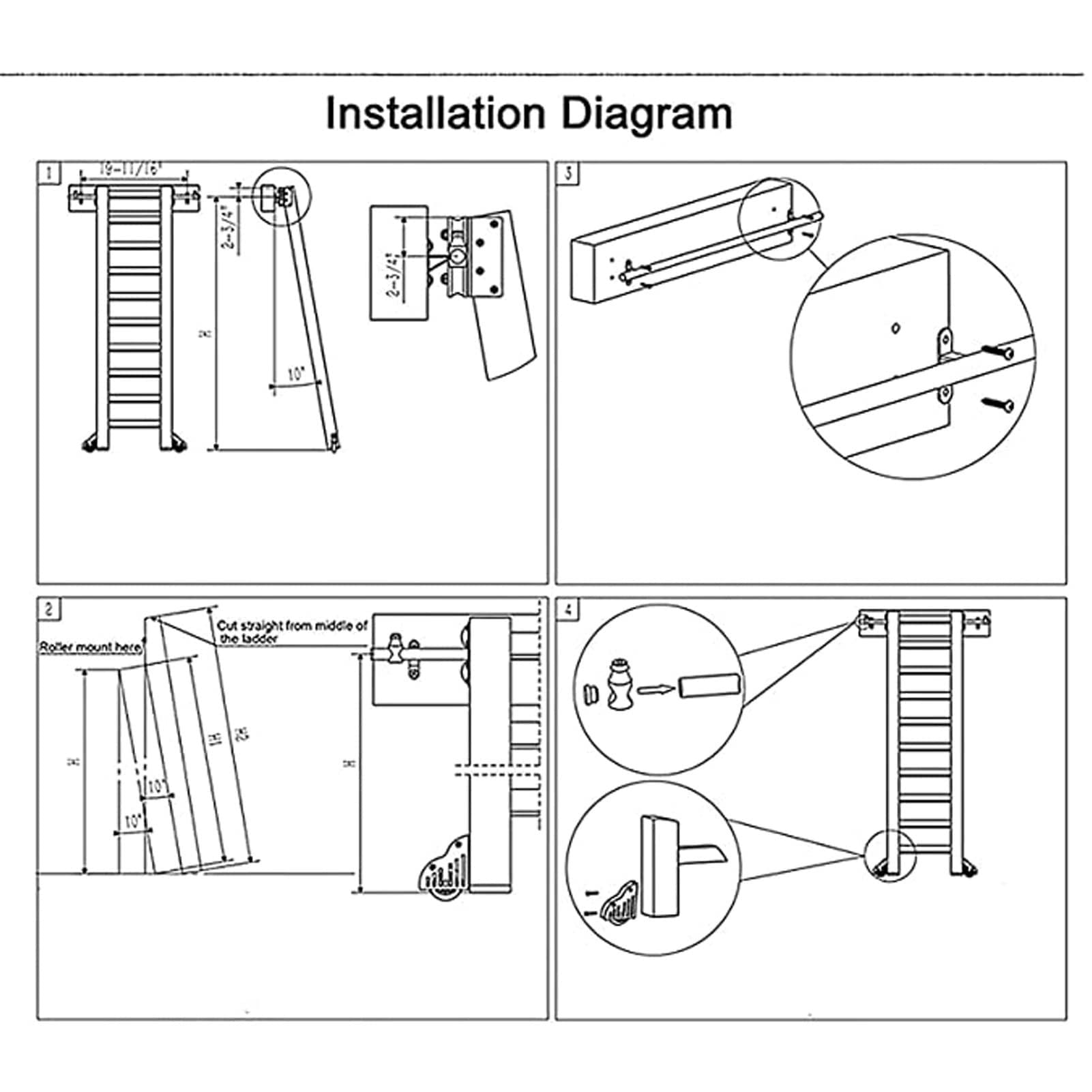 Scala per Libreria Scorrevole - Kit Binario Nero con Ruote, Hardware per Porta Scorrevole