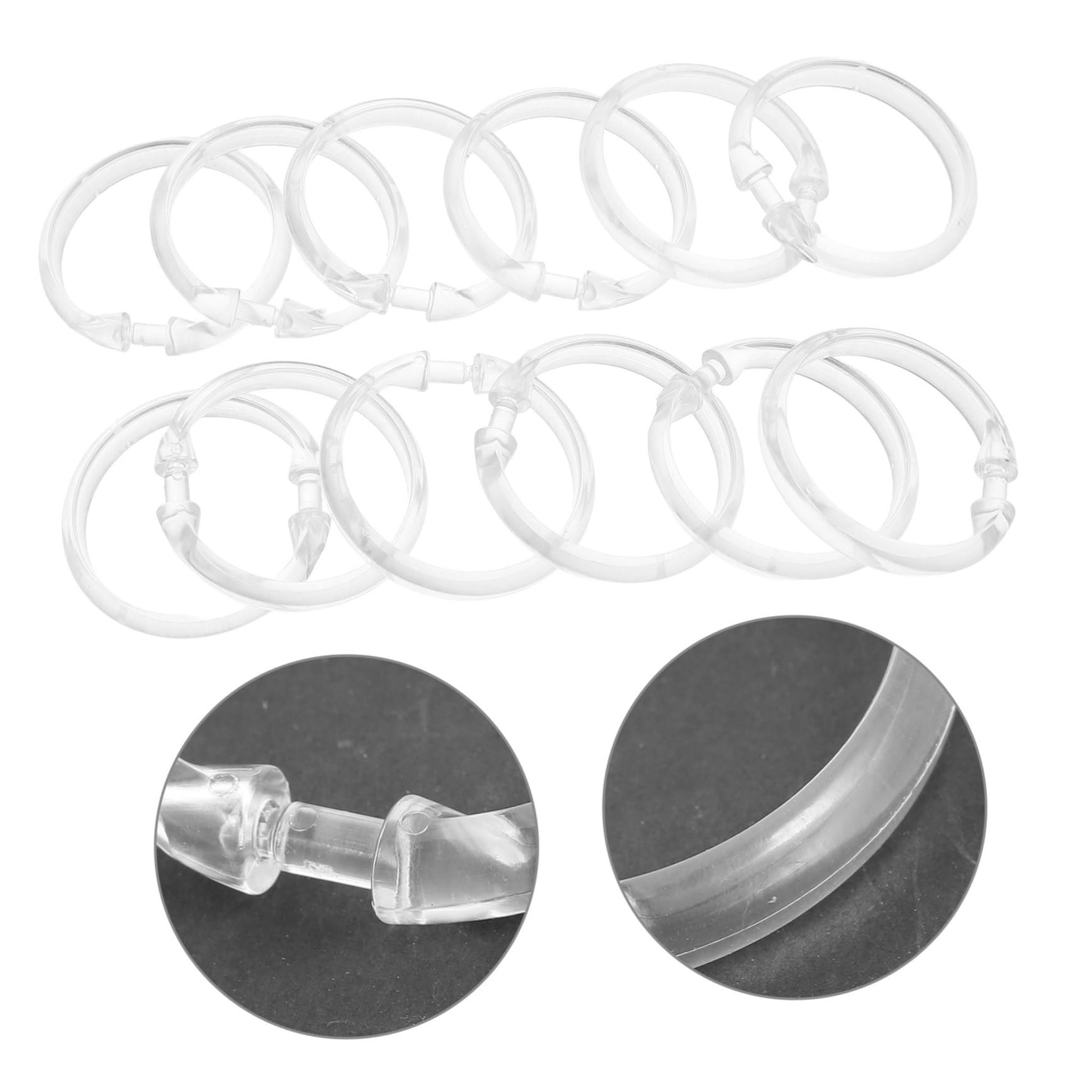 50 Pezzi Anelli per Doccia in Plastica Trasparente con Chiusura Scatto Sicura Anelli Bagno Resistenti Compatibili con Asta Doccia e Tende Spesse Accessori Bagno Multifunzionali