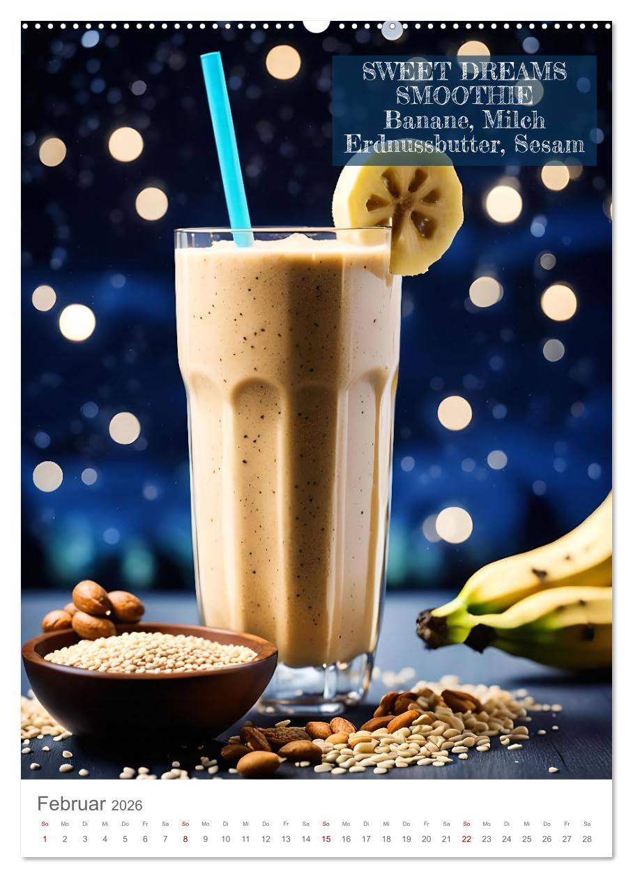 Vitamine im Glas - Gesunde Smoothie Kreationen (hochwertiger Premium Wandkalender 2026 DIN A2 hoch), Kunstdruck in Hochglanz: Leckere Smoothies zu verschiedenen Anlässen. (CALVENDO Lifestyle)