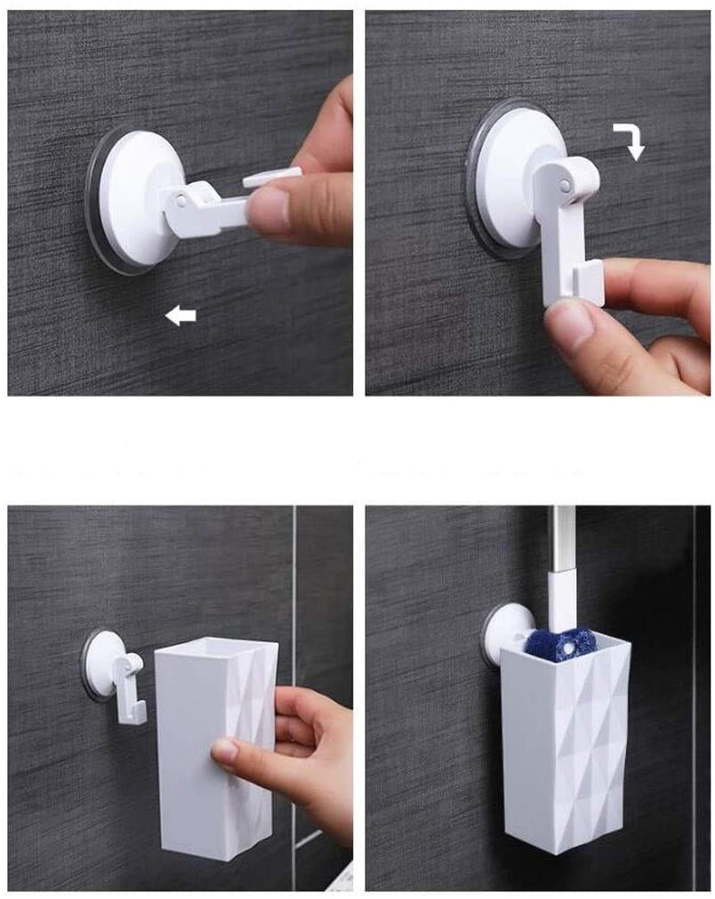 Set di scopini per WC: scopino Creativo, Spazzola per WC a Doppia Faccia Pieghevole per Una Pulizia Senza Angoli Morti, Manico Unico, Supporto antigoccia.