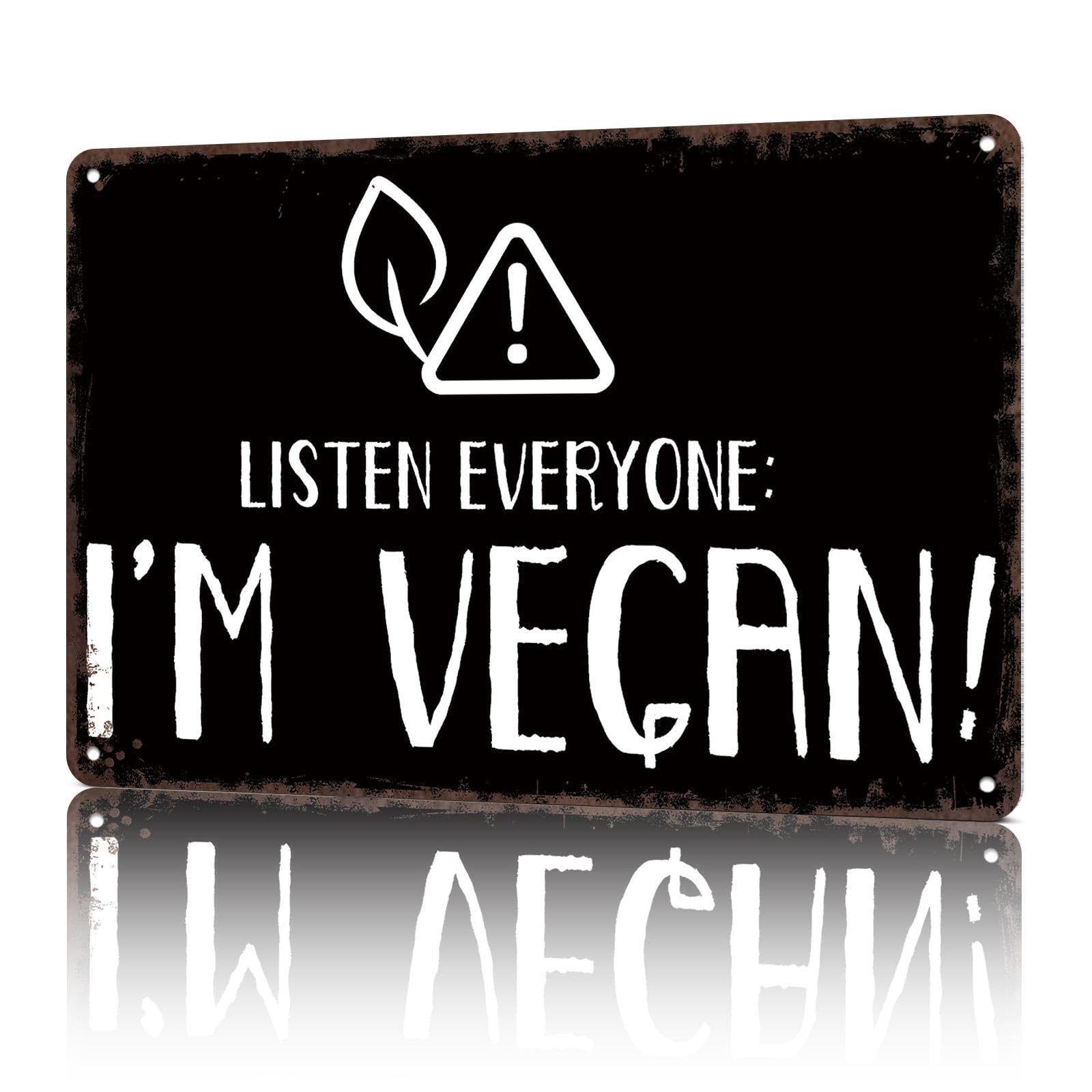 KWQDOZF Vintage Metal Signs Listen Im Vegan Funny Tin Sign Poster Wall Art For Home Room Bedroom Office Decor 8x12inch