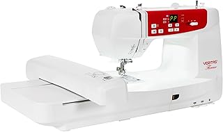 VERITAS Näh- und Stickmaschine Florence I Computer-Nähmaschine I 120 Programme I Auto-Fadenspannung & Einfädelhilfe I Fadenabschneider & Stickanpassung I LCD-Display & LED-Nählicht (weiß-rot)