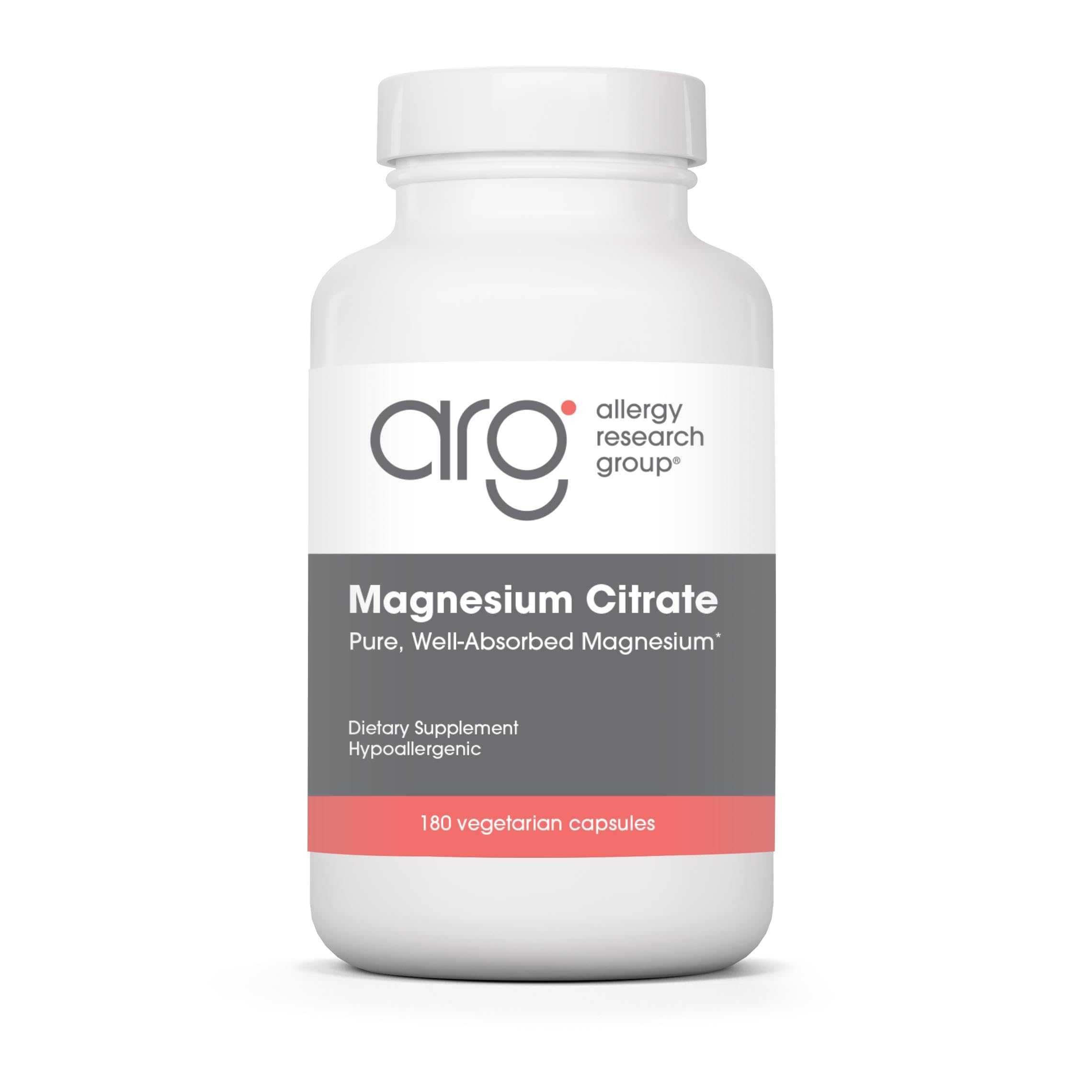ARG Magnesium Citrate 170 mg Bone Health Energy, 180 Capsules Unflavored 180 Count (Pack of 1)