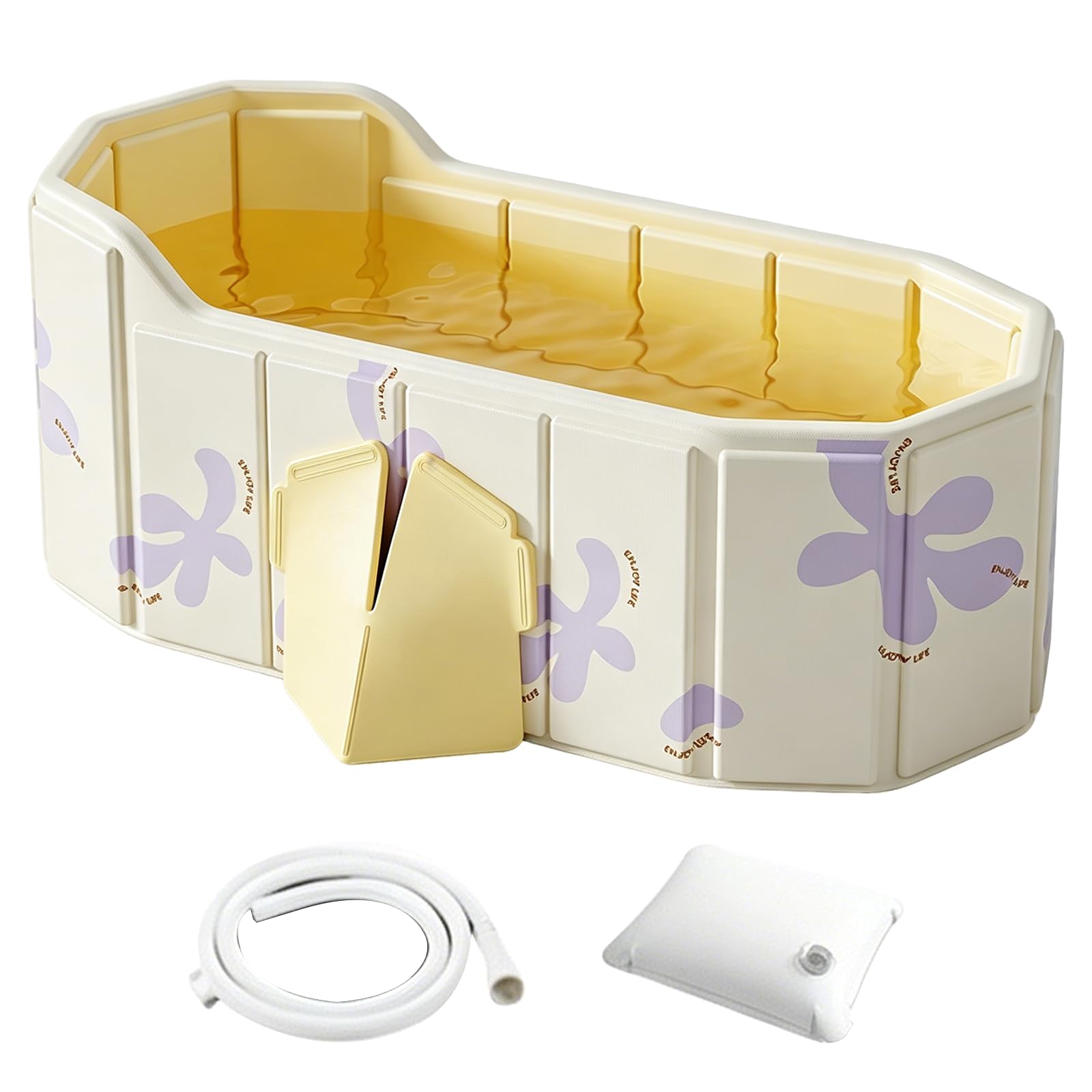 Vasca Da Bagno Pieghevole Adulti, Vasca Ghiaccio Portatile Per Doccia E Balcone Autoportante Interno Esterno Mastello Pieghevole Per Recupero Sportivo E Bagno Caldo 140x80x55 cm