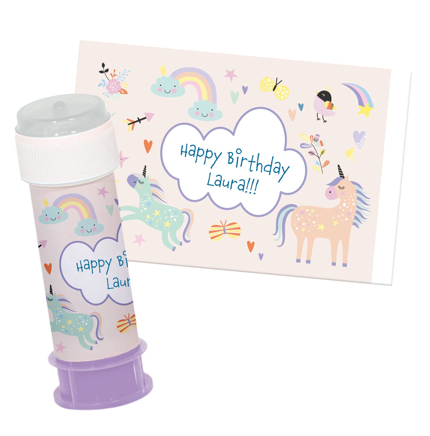Folat 68355 Soap Bubbles Stickers Unicorns & Rainbows Pack of 6 Multi-Coloured โ image 1