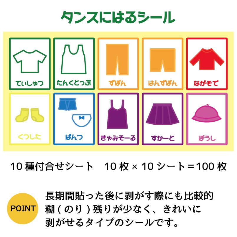 Amazon | タンスや収納ボックス等に貼れるシール 衣類分類ステッカー