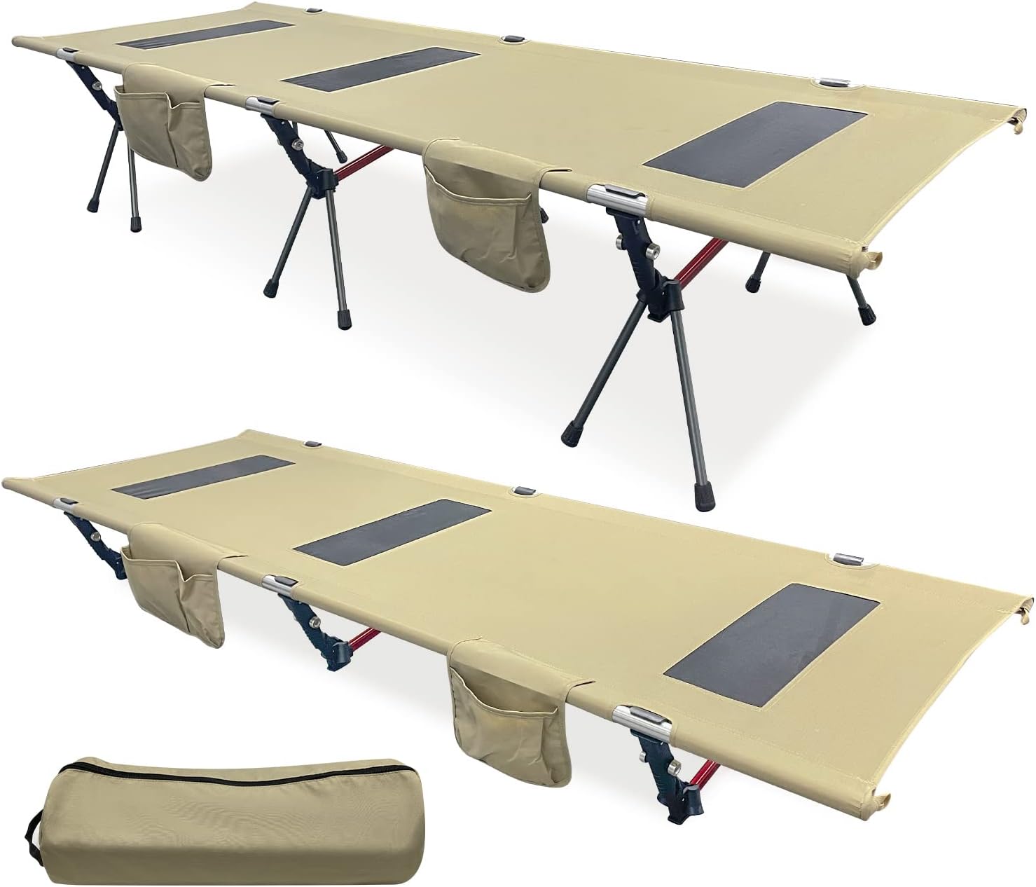 Sutekus Portable Camping Cots Ultralight Backpacking Cot Compact Sleeping Cot Bed with 2 Heights for Hiking Outdoor Beach Travel, Sand