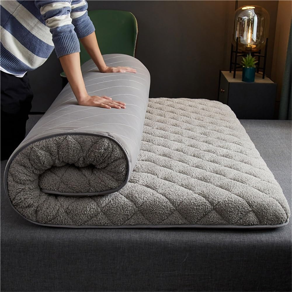 HUMAJORY Floor Mattress, Japanese Floor Futon Mattress, Tatami Mat Sleeping Pad Foldable Roll Up Boys Girls Dormitory Mattress Lounger(Gray,90x200cm)