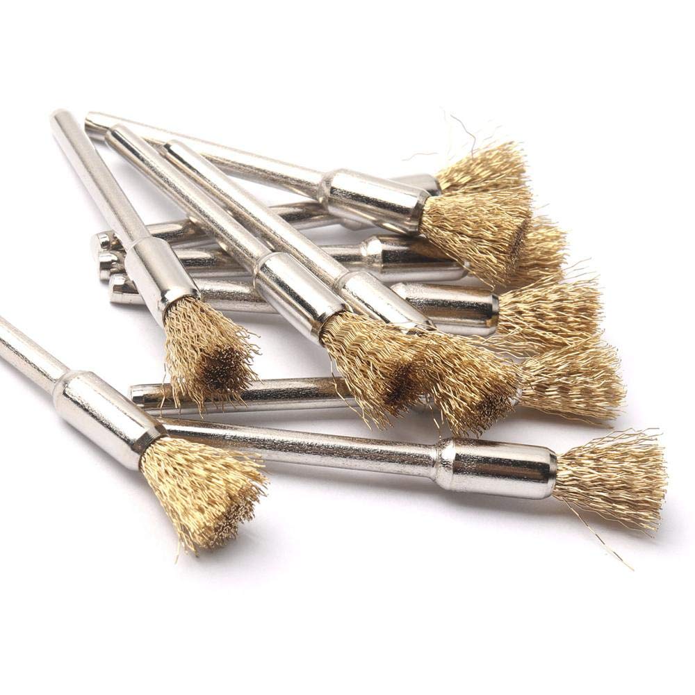 Szczotka druciana T-Shaped Brass Wire Brushes, for Drills Set,20pcs 3mm Shank for Metal Removal Polishing for Rotary Grinder Tool