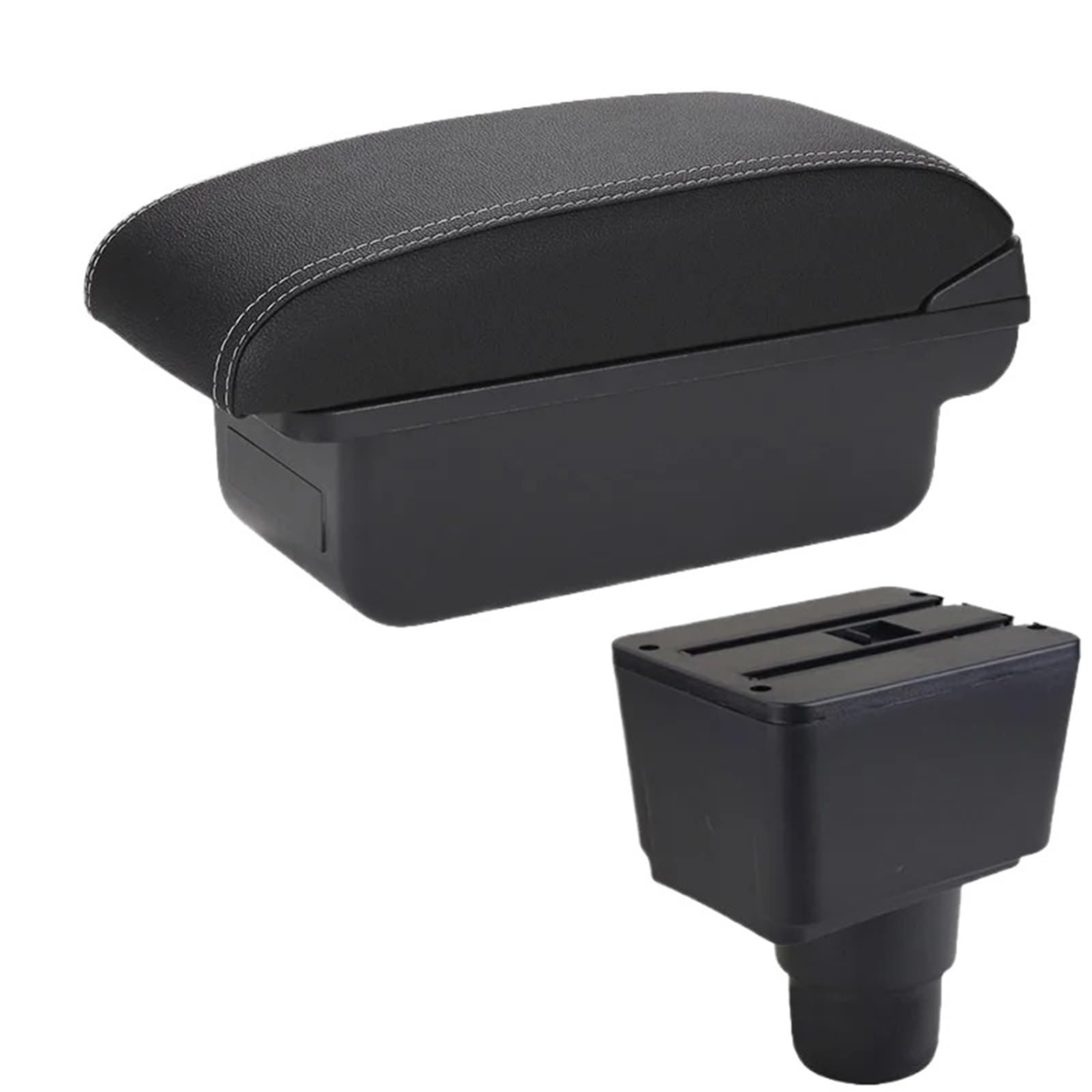 Poggia braccio Auto Per Ford EcoSport 2018-2024 Bracciolo Box Auto Bracciolo Box Portaoggetti Bracciolo console centrale(C Black white NOUSB)