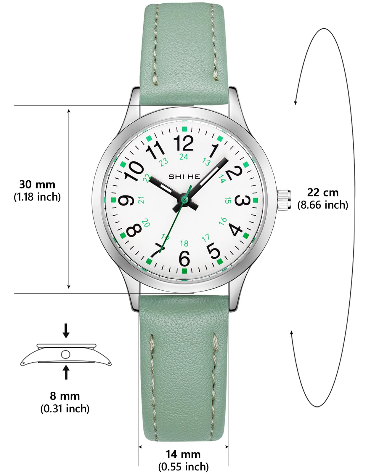 CIVO Montre Enfant Fille Garcon 5-14 Ans: Analogique Cadran Facile à Lire avec Grands Chiffres - Montre d'apprentissage Étanche Bracelet en Cuir - Cadeaux d'anniversaire pour Enfants